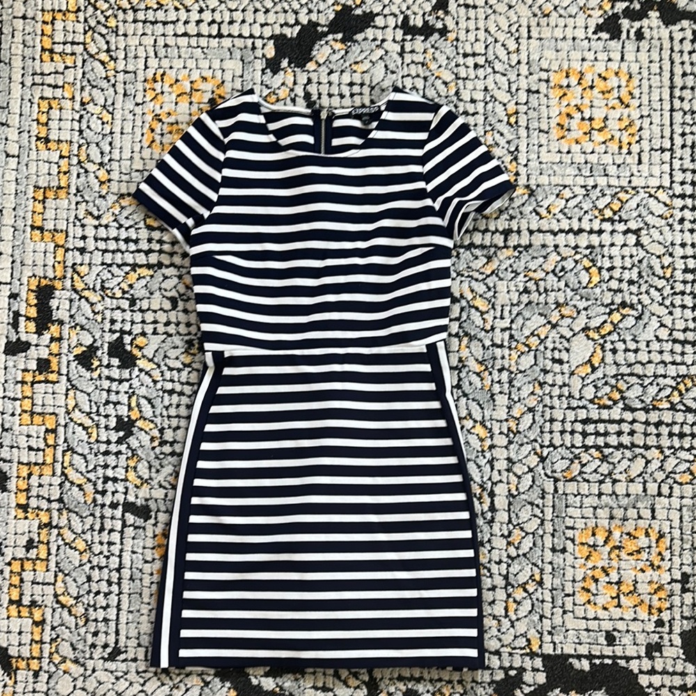 Express Striped Navy and White Dress